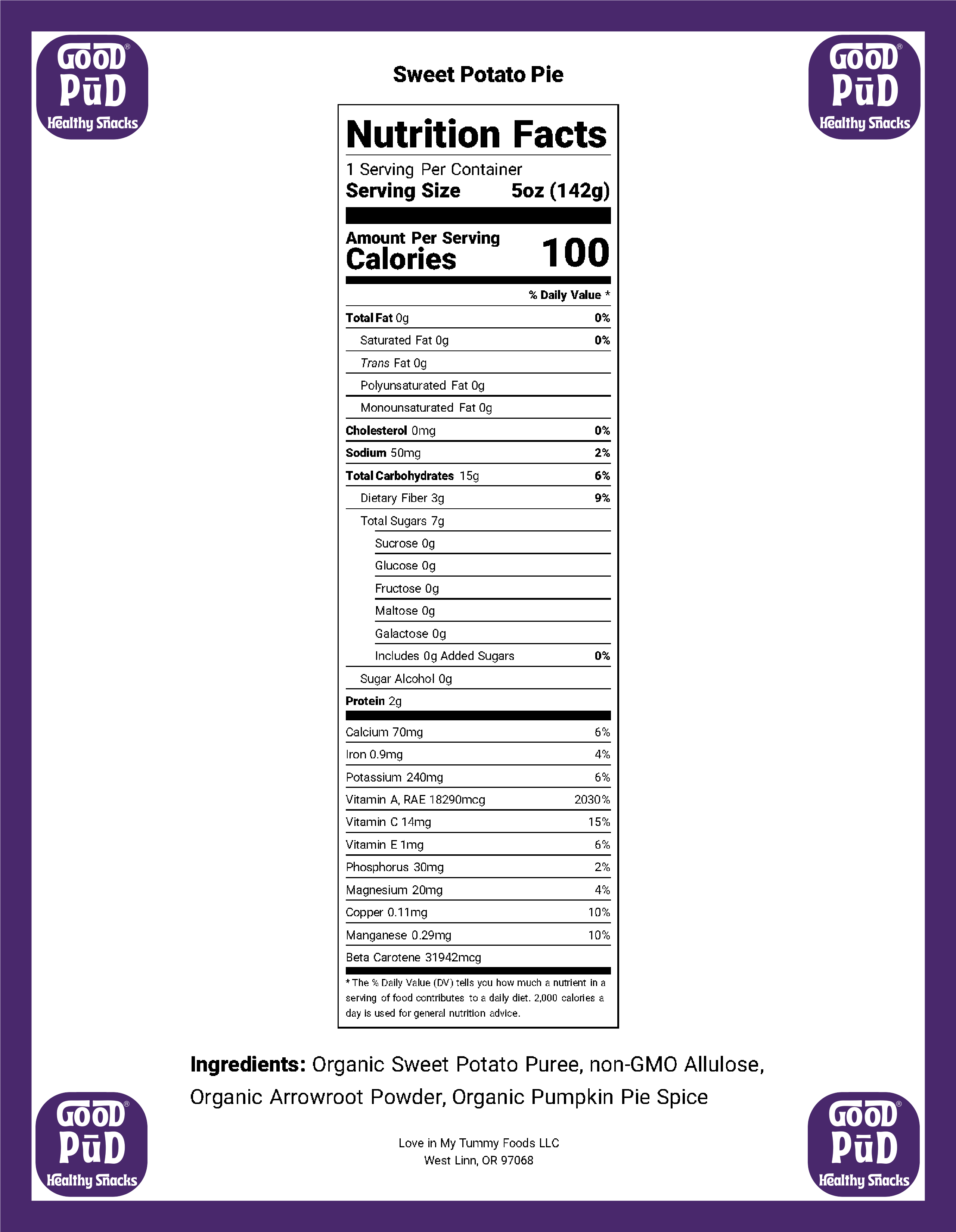 GoodPūD® Sweet Potato Pie Frozen Pudding