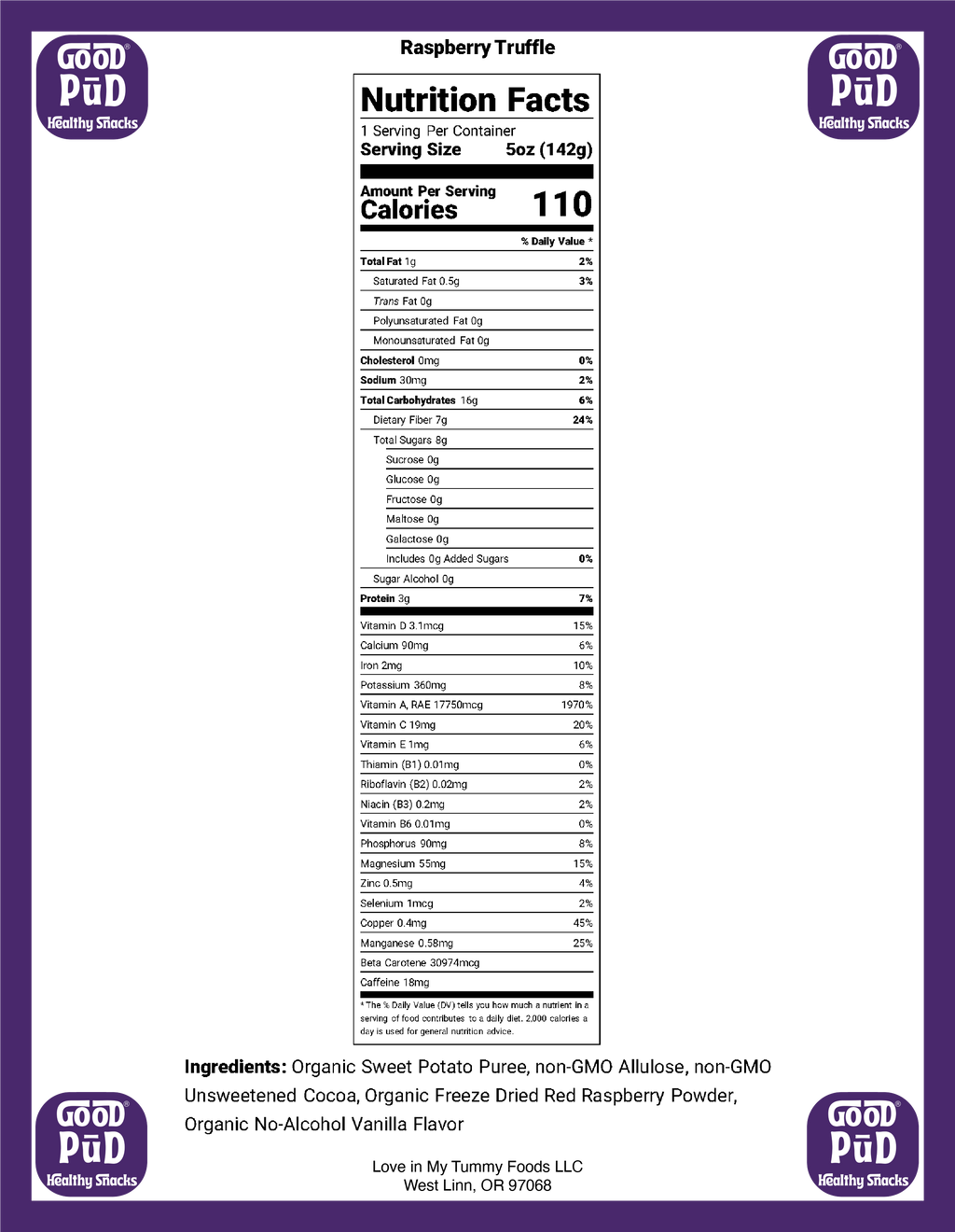 GoodPūD® Raspberry Truffle Frozen Pudding