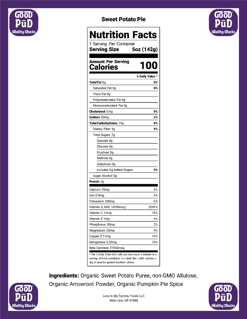 GoodPūD® Sweet Potato Pie Frozen Pudding